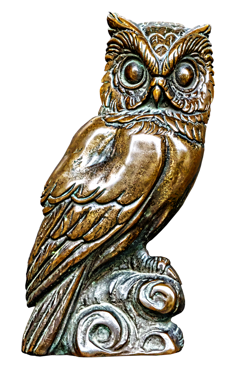 Image - owl bronze statue plaque figure