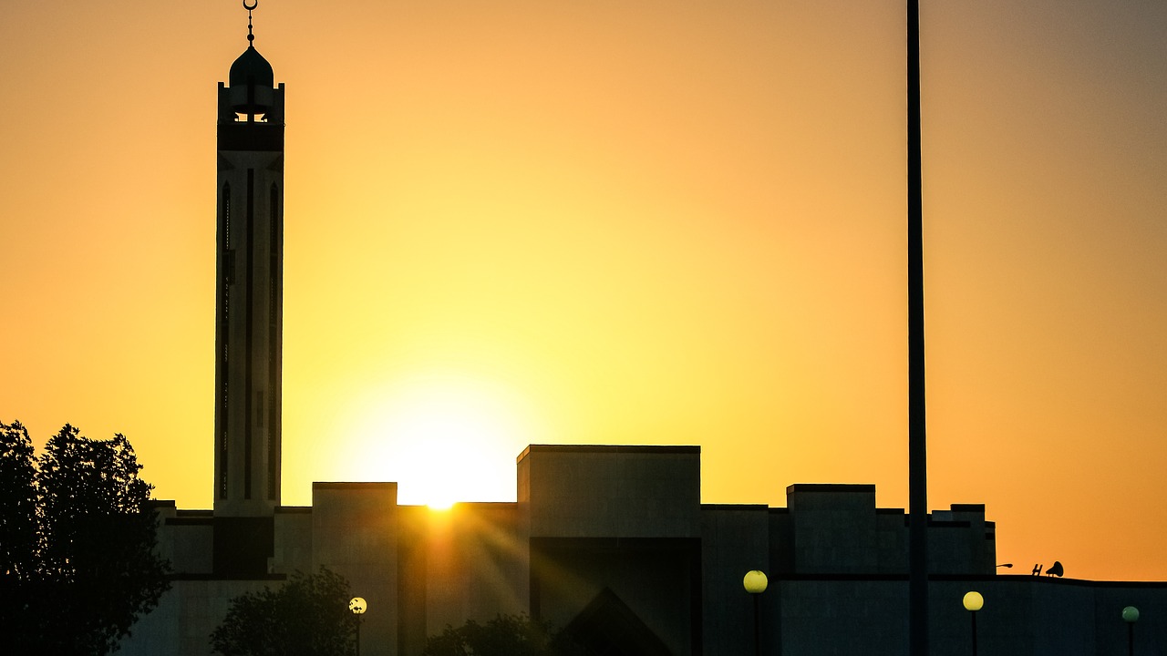 Image - sunset saudi arabia mosque pillar