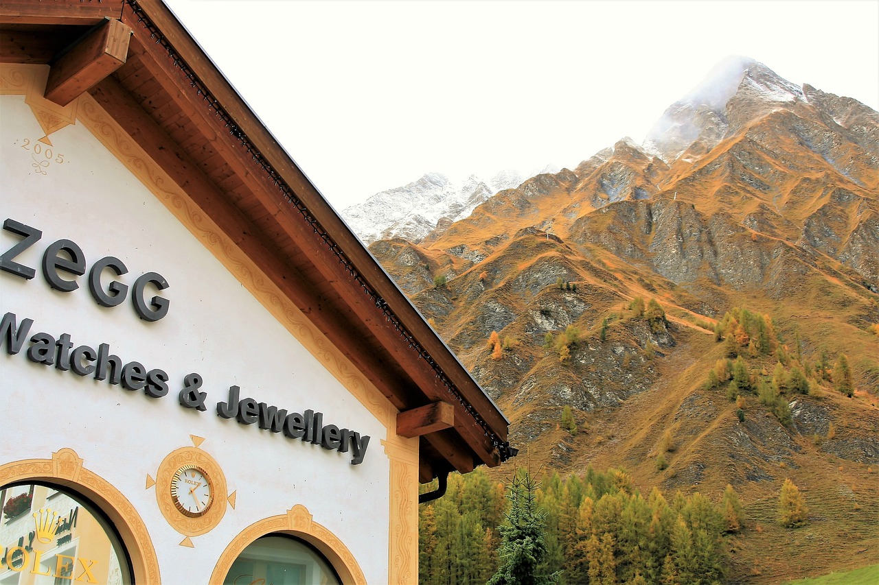 Image - fall mountains facade tops clock