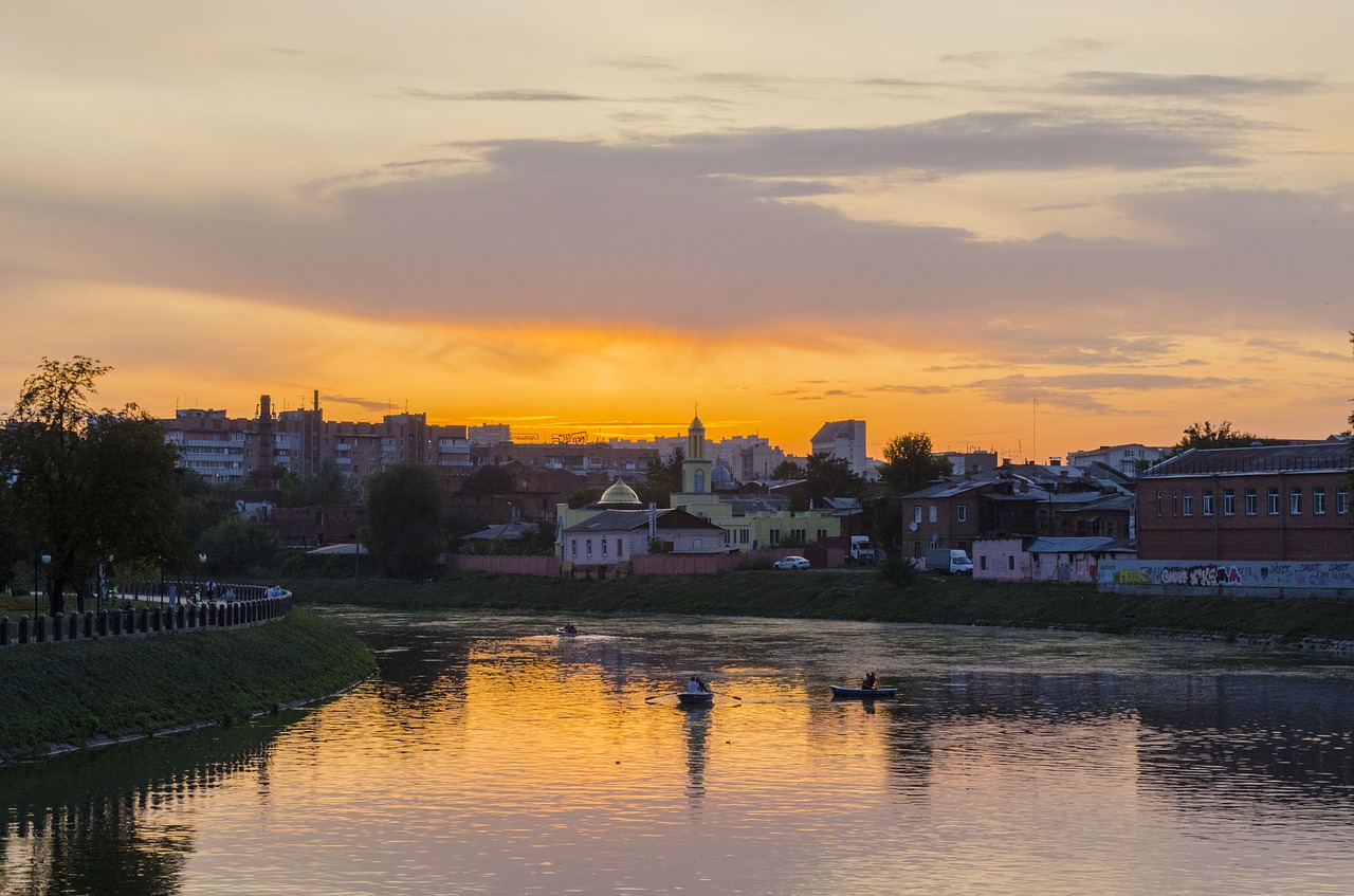 Image - sunset river beach city orange