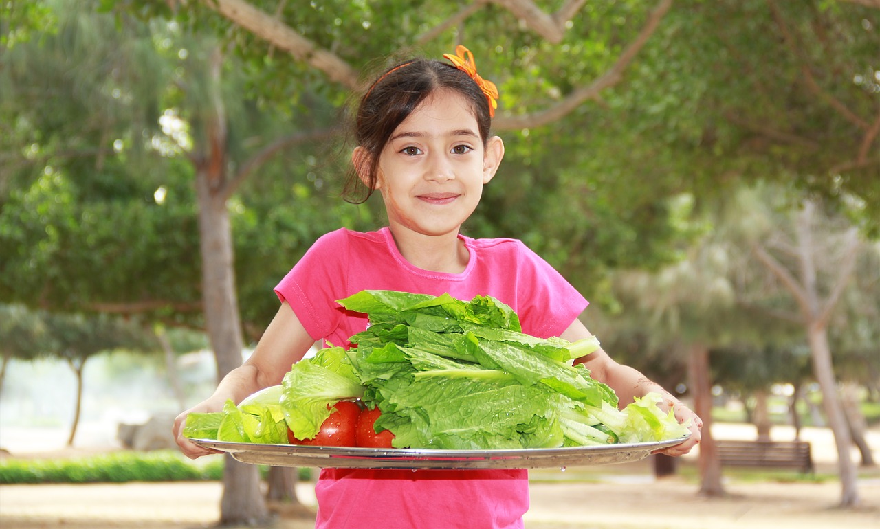 Image - preparing testy salad girl young