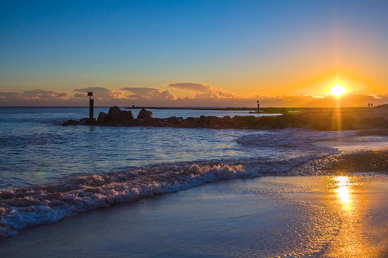 Image - sunset beach coast ocean england