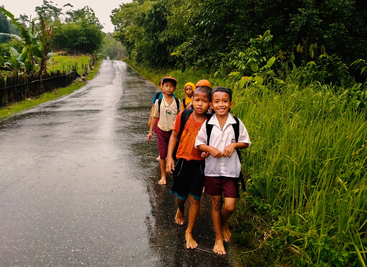 Image - school rain education kids child