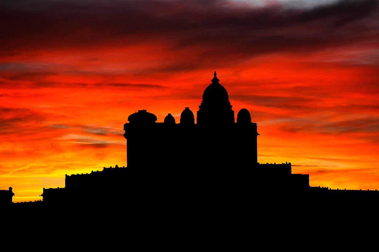 Image - sunset temple silhouette landmark