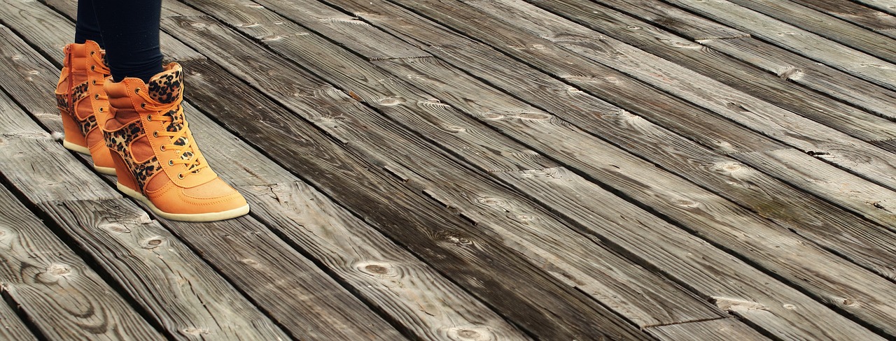 Image - feet walking floorboards wood