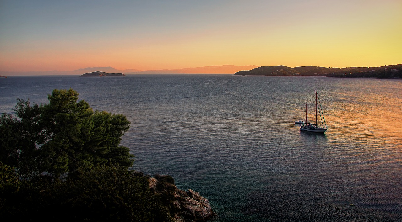 Image - holiday sunset sea island ship