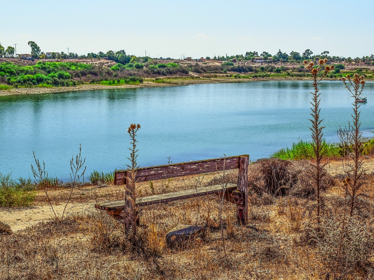 Image - bench lake landscape morning