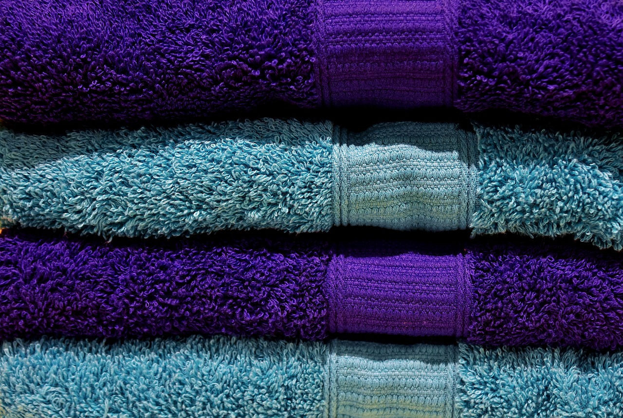 Image - towels blue structure color soft