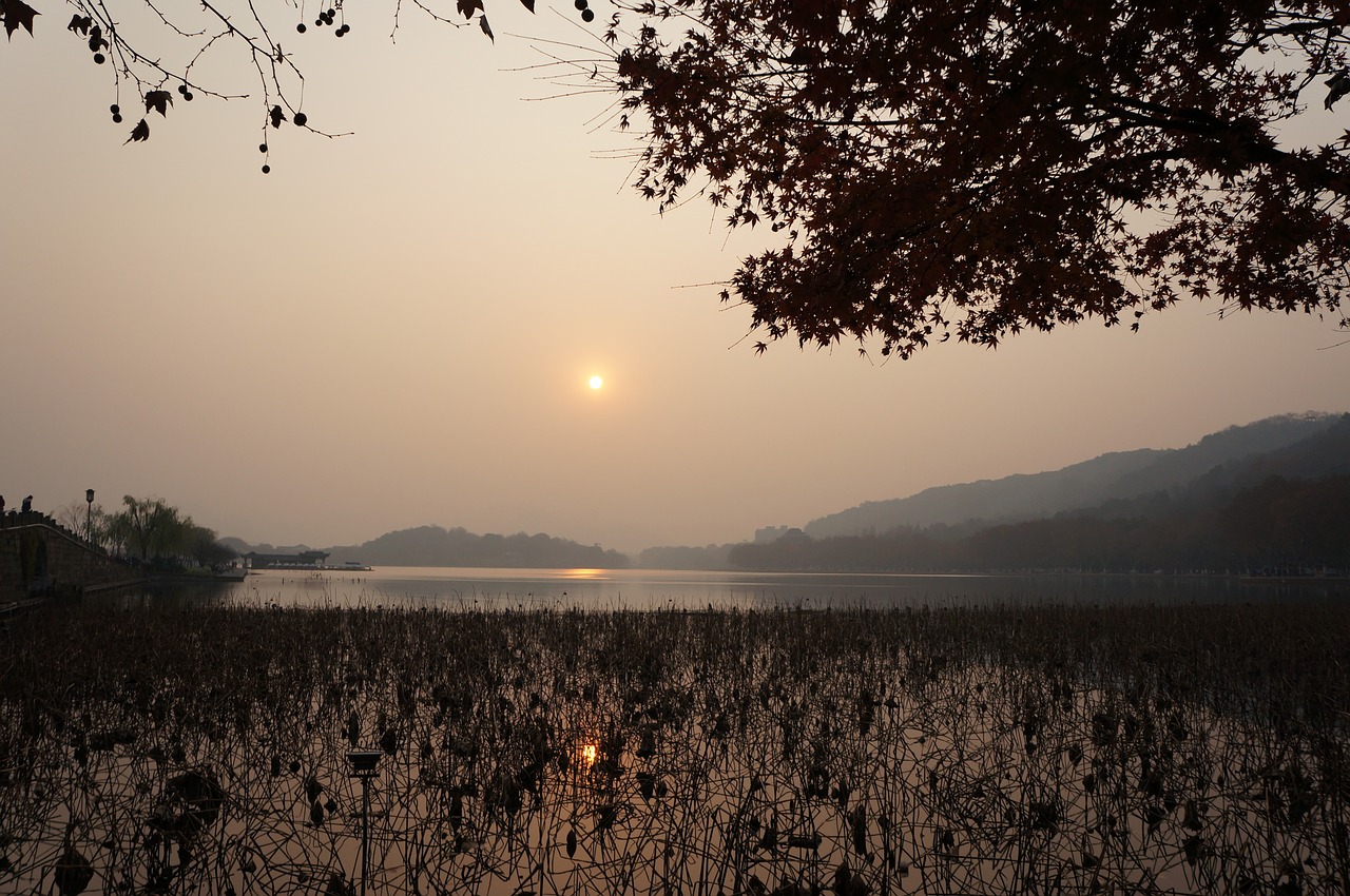 Image - sunset hongzou china xihu travel