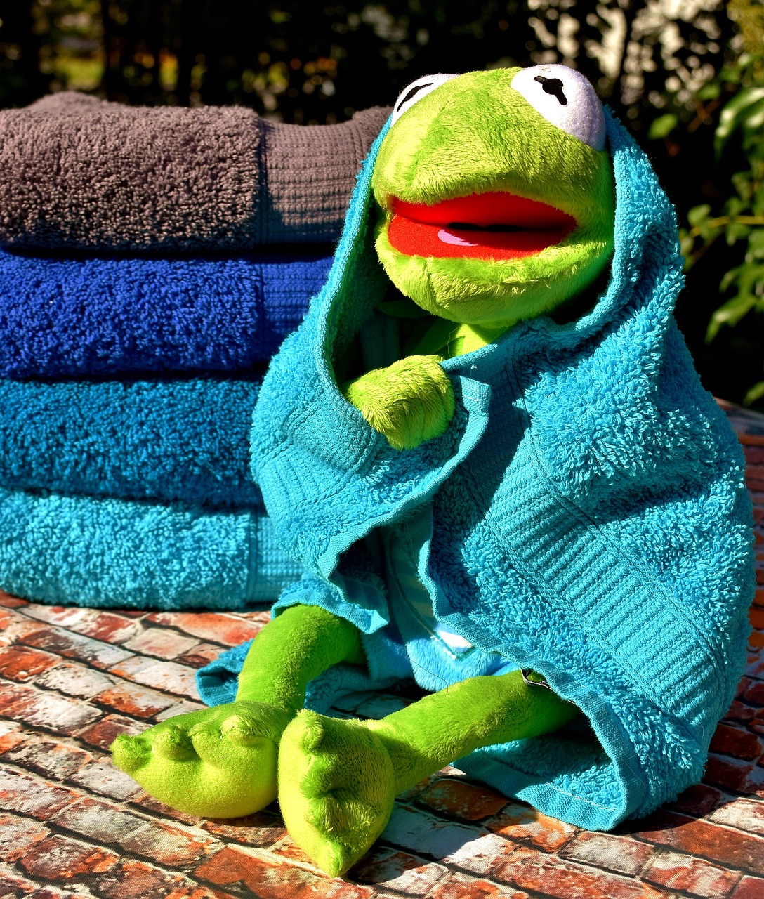 Image - kermit towels blue turquoise grey