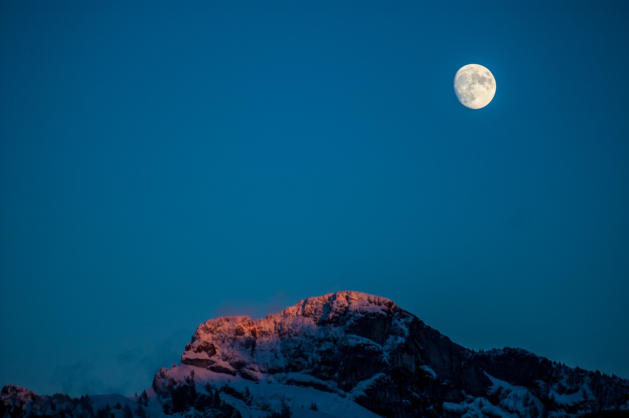 Image - moon mountain sky alps landscape