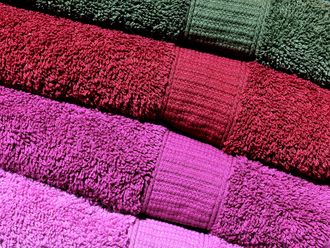 Image - towels pink red grey colorful