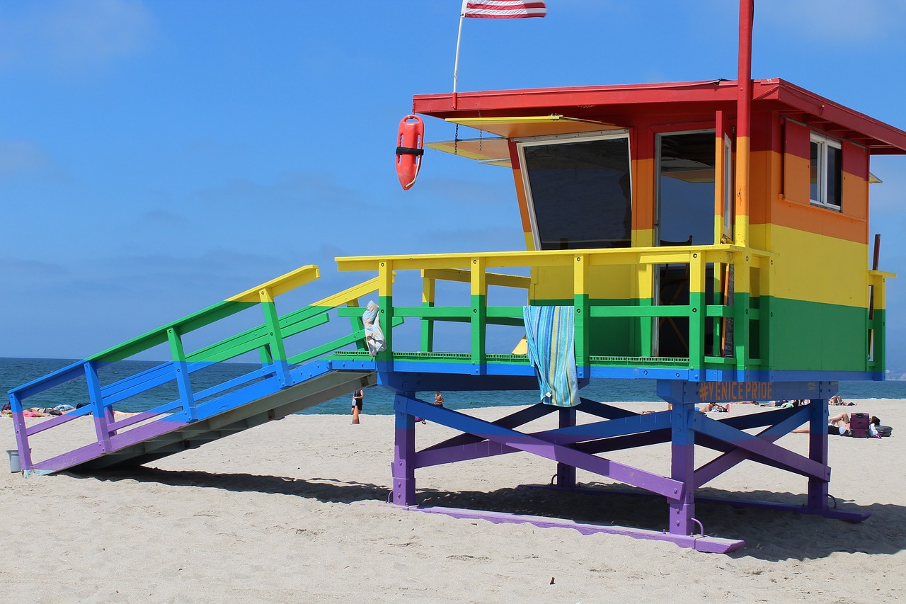 Image - beach lifeguard rainbow lgbt