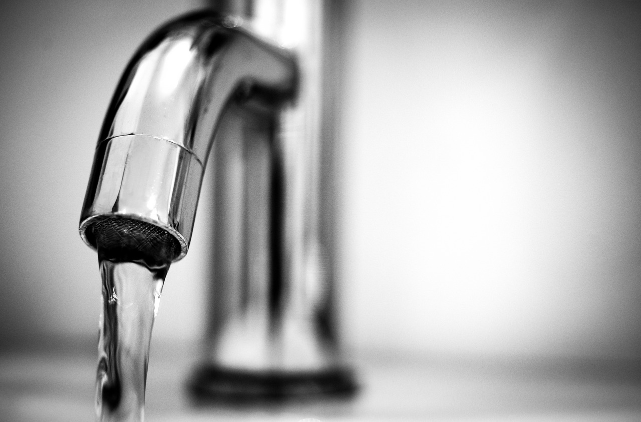 Image - water tap black and white macro