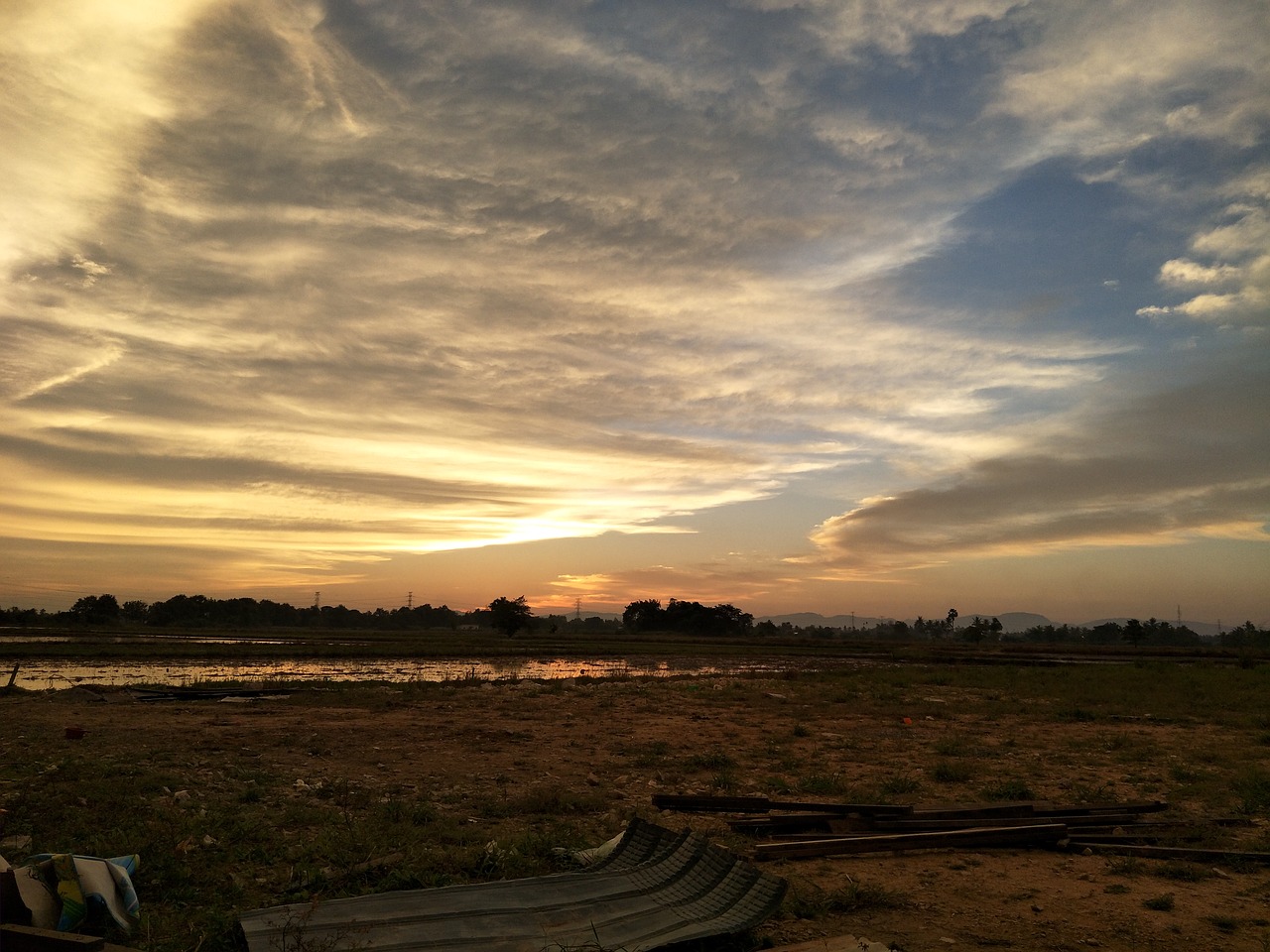 Image - sunset landscape sky cropland