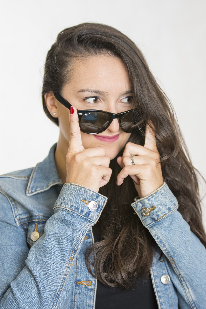 Image - girl glasses studio closeup woman