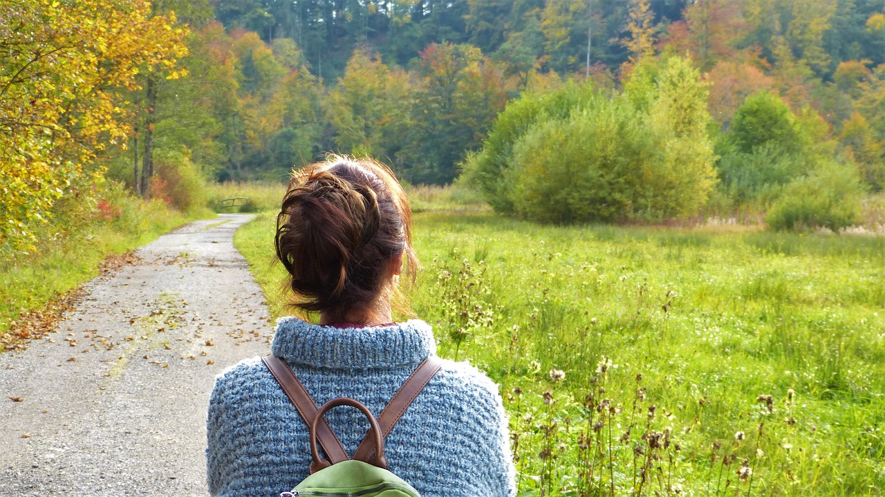 Image - woman away nature forest meadow