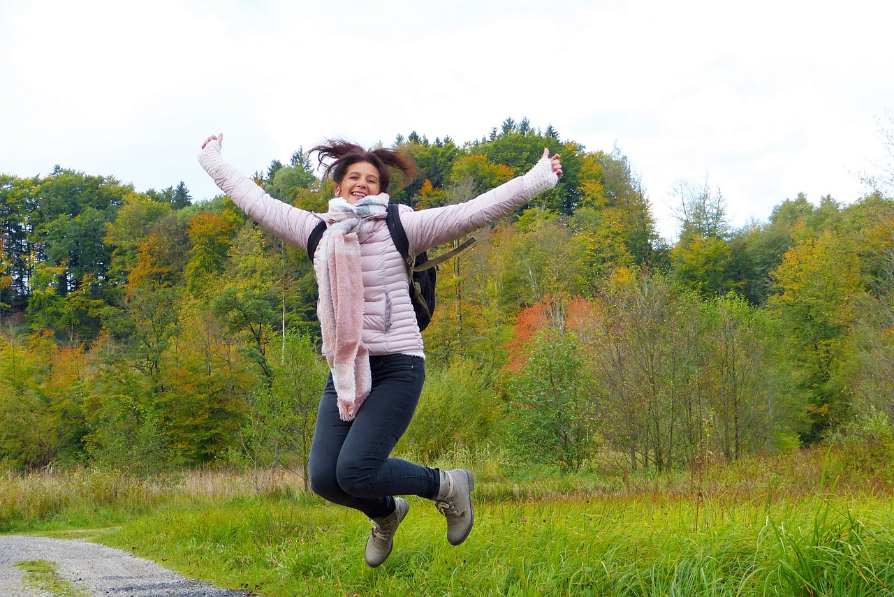 Image - woman jump hop air jump away