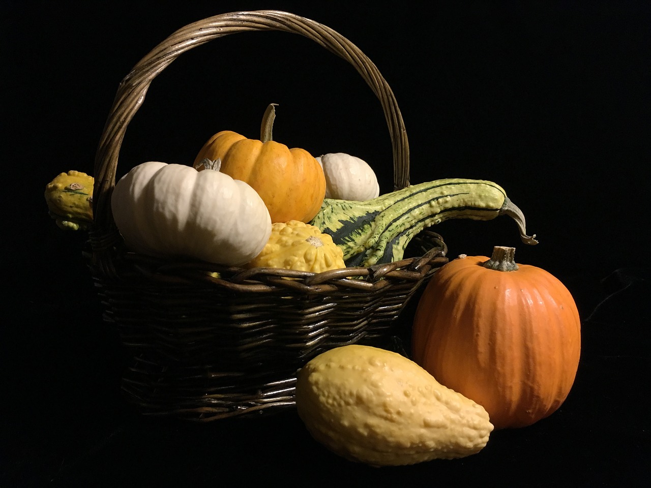 Image - pumpkin gourd basket still life
