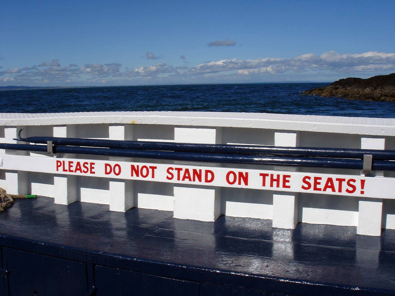 Image - boat seat sign sky water travel