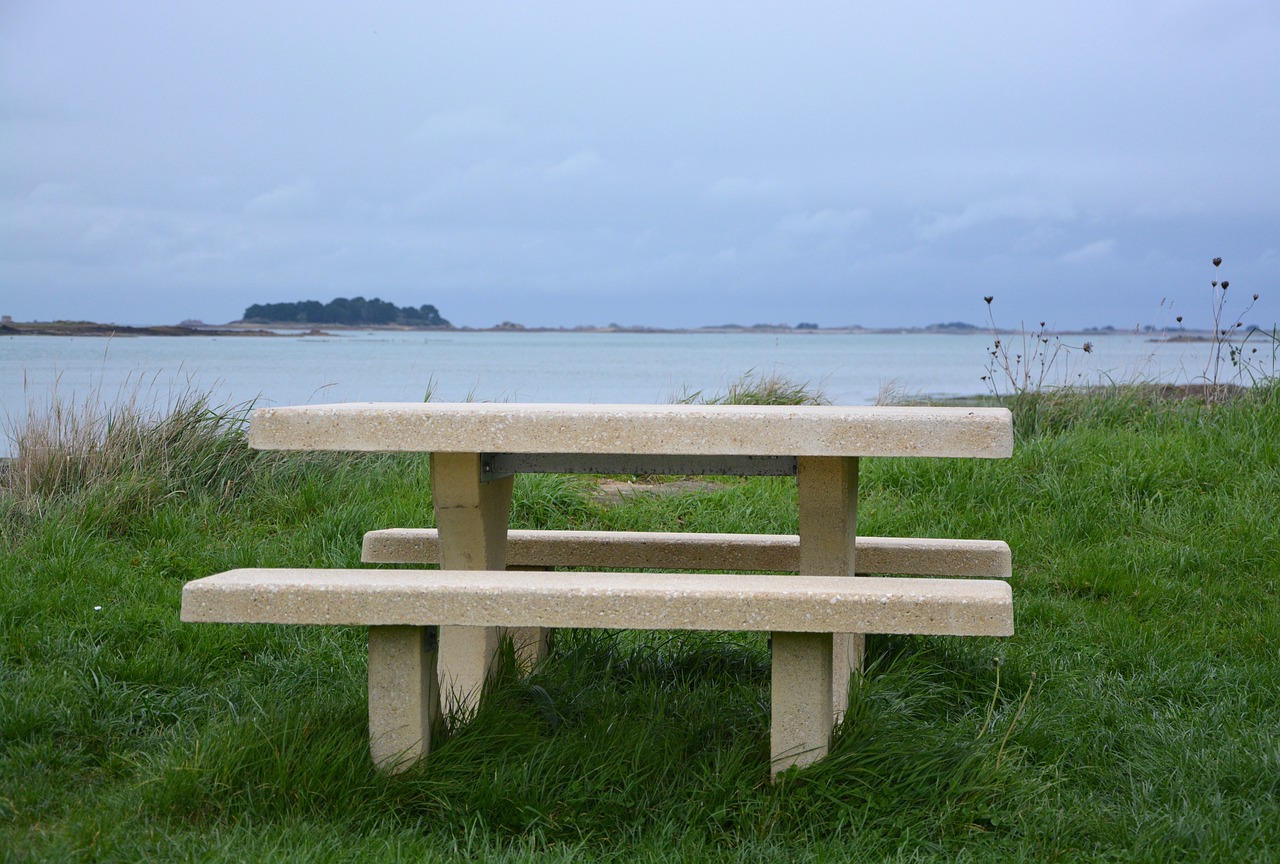 Image - table bench stone table picnic