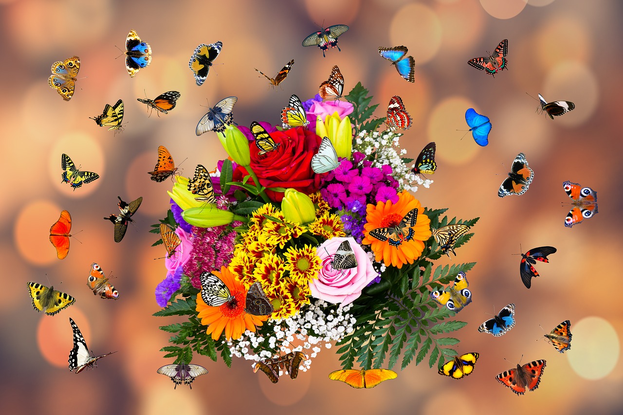 Image - emotions flowers butterflies