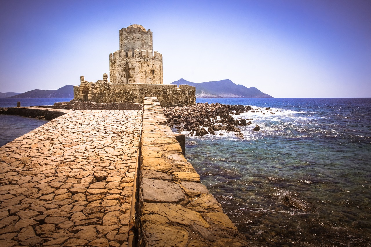 Image - tower sea castle rocks greece