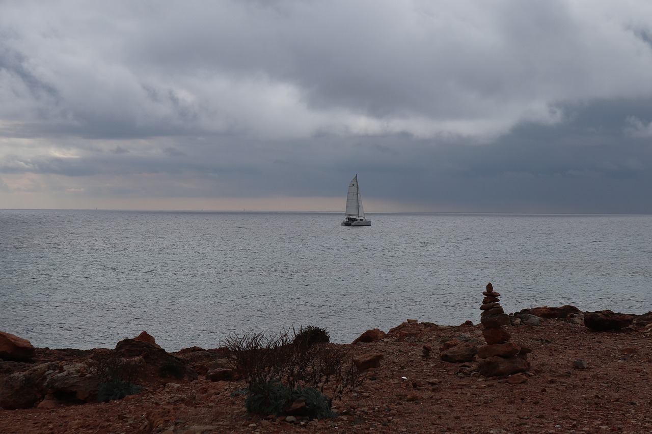 Image - clouds sea ship coast mood