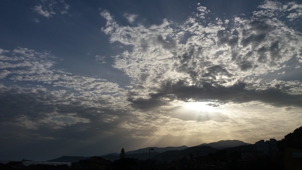 Image - sun sky sunset clouds sea ray