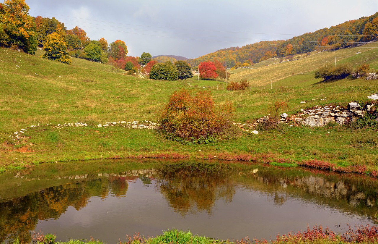 Image - pond autumn trees prato mountain