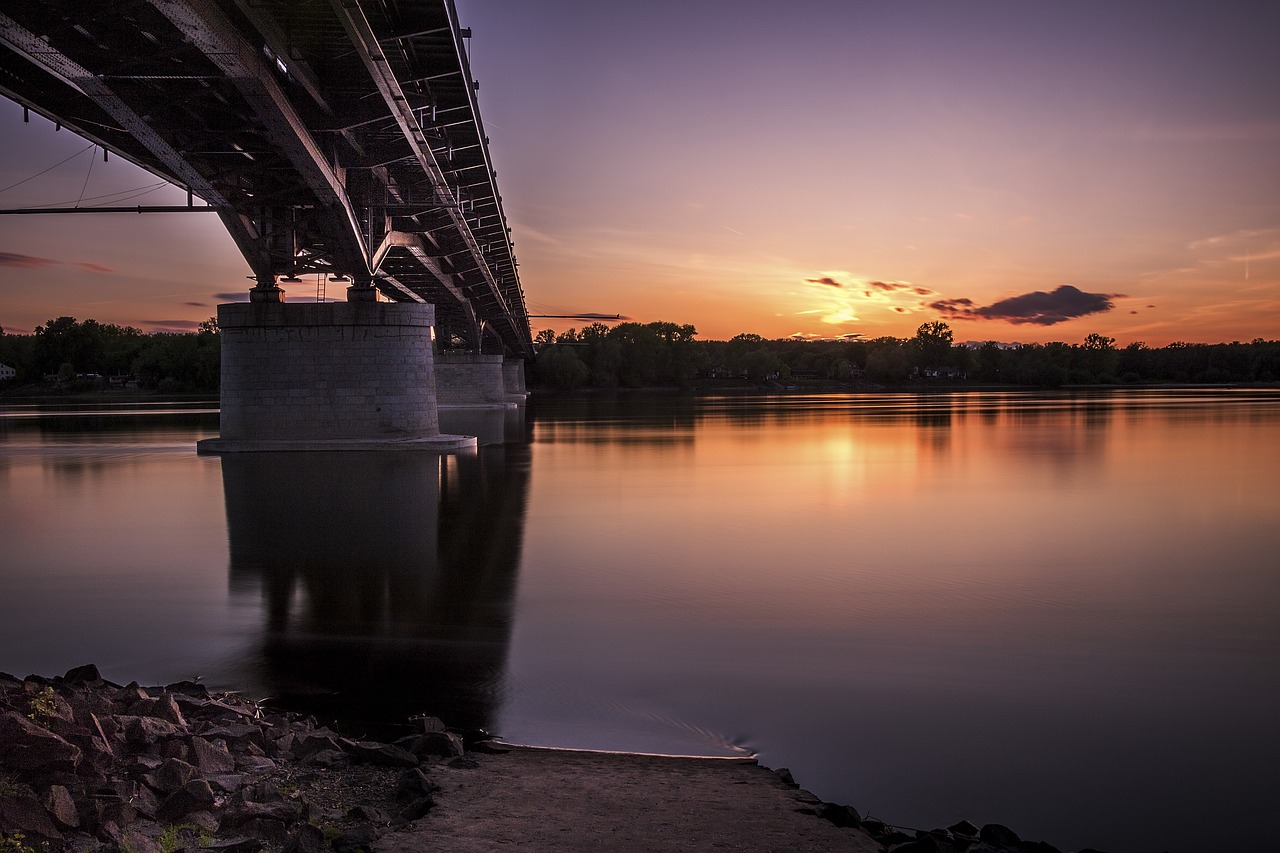 Image - bridge dawn dusk evening landscape