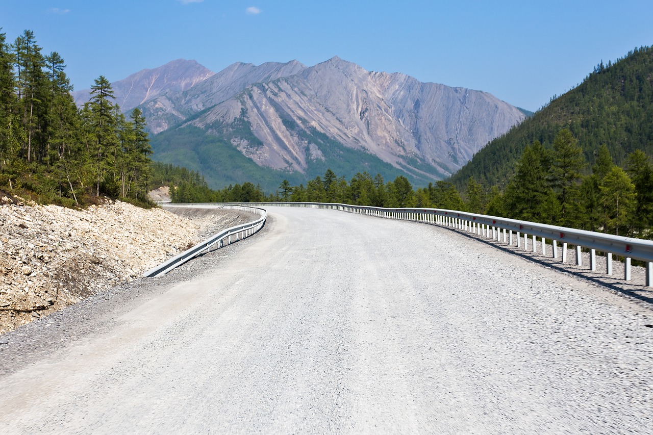 Image - road kolyma mountain forest sky