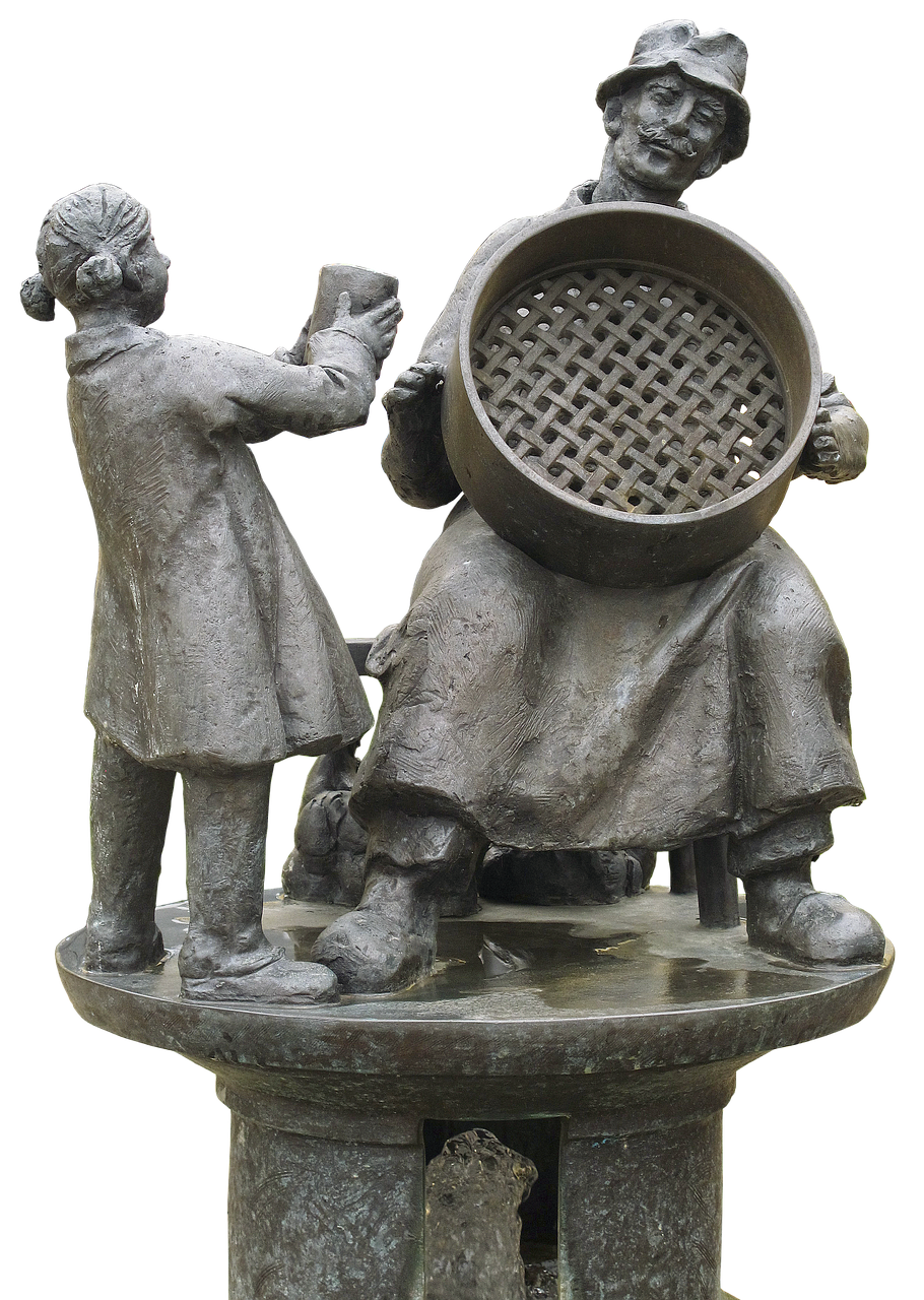 Image - fountain figures girl man workers