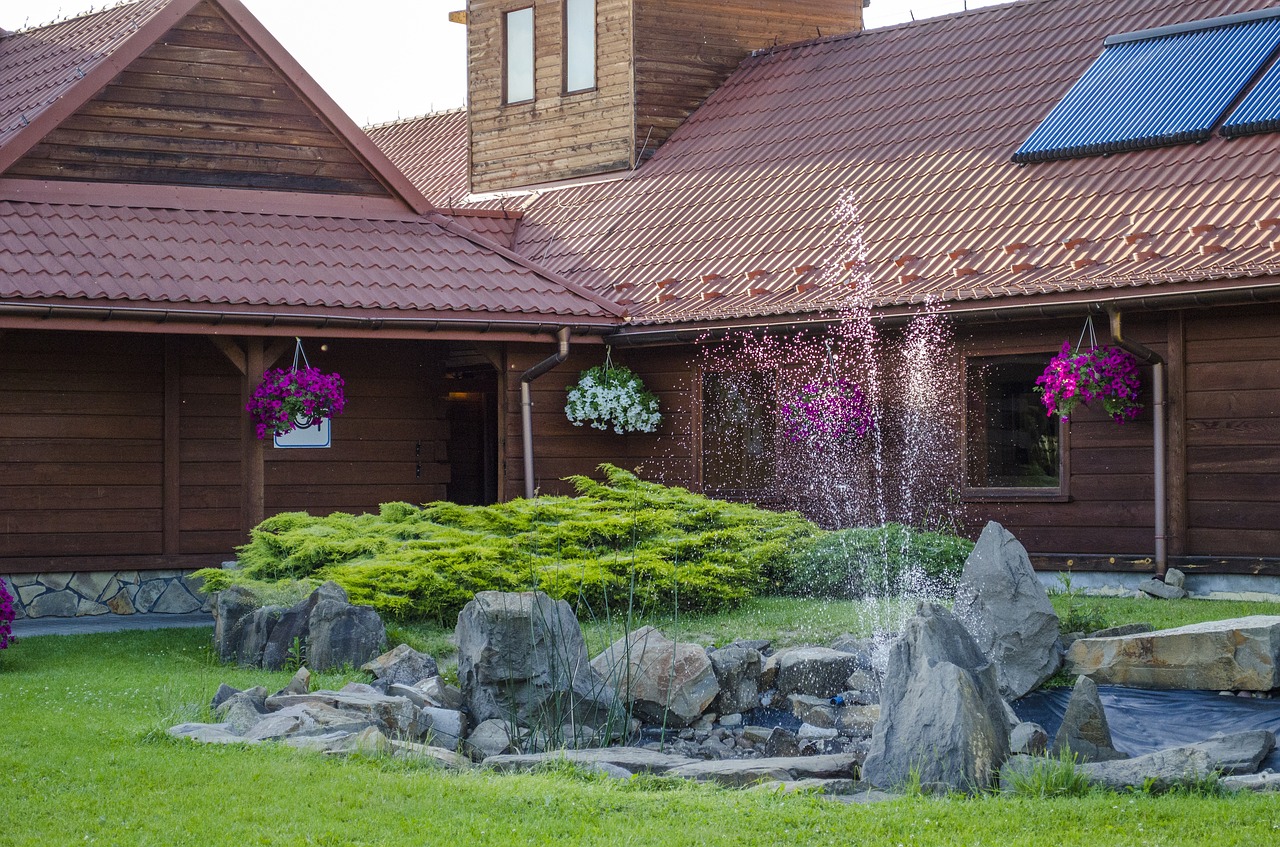 Image - fountain garden summer flowers