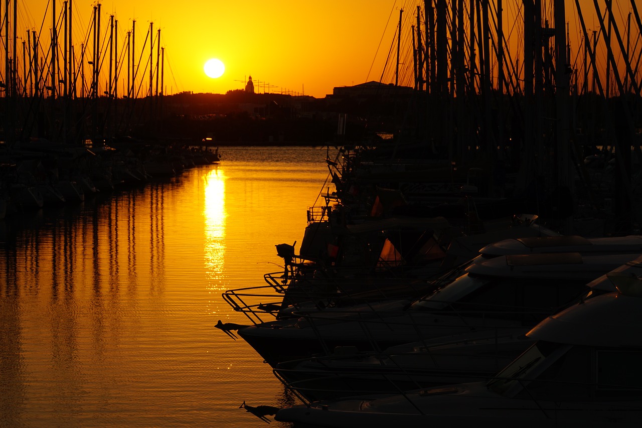 Image - sunset port marina sea sun sail