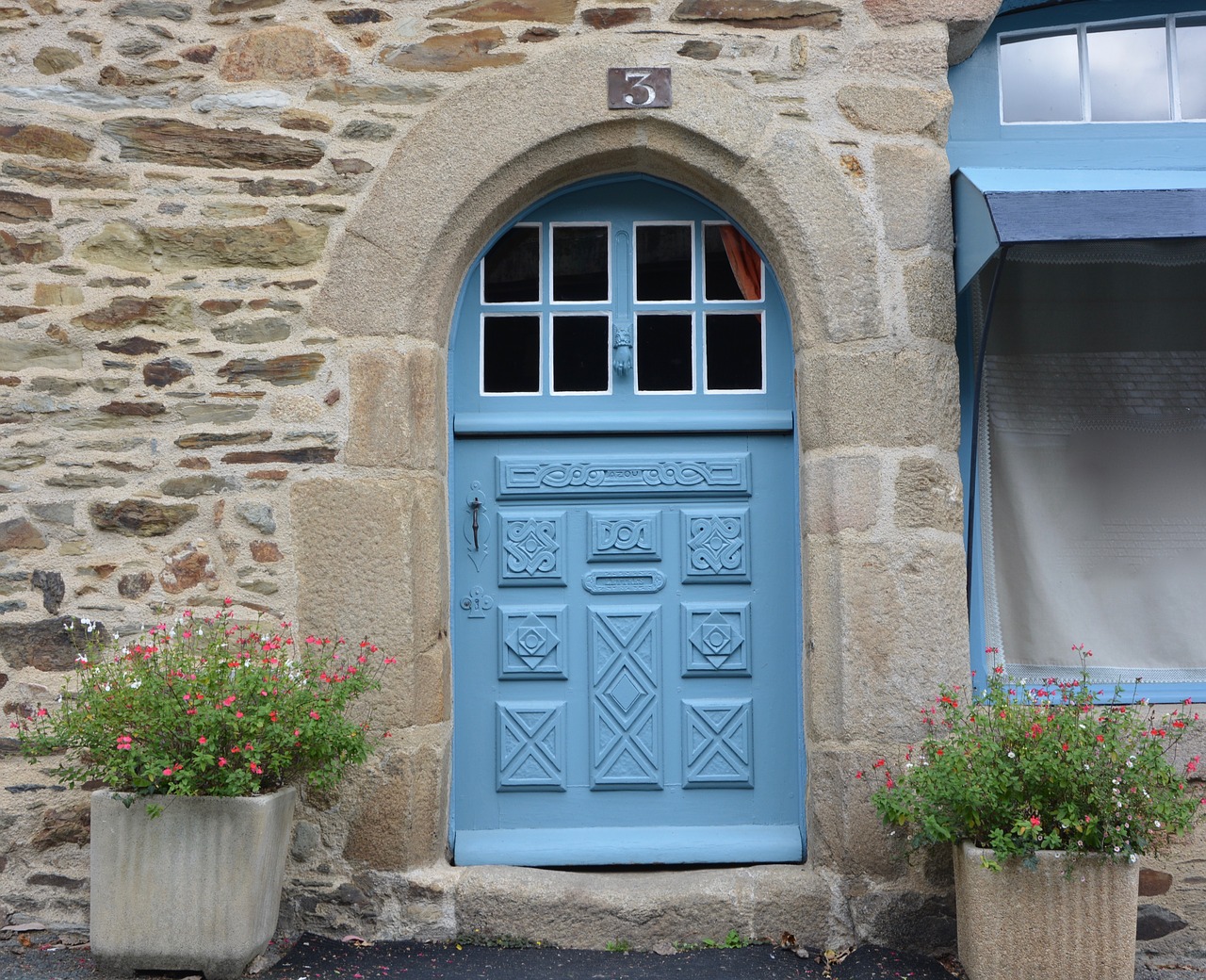 Image - door entry color blue door wood