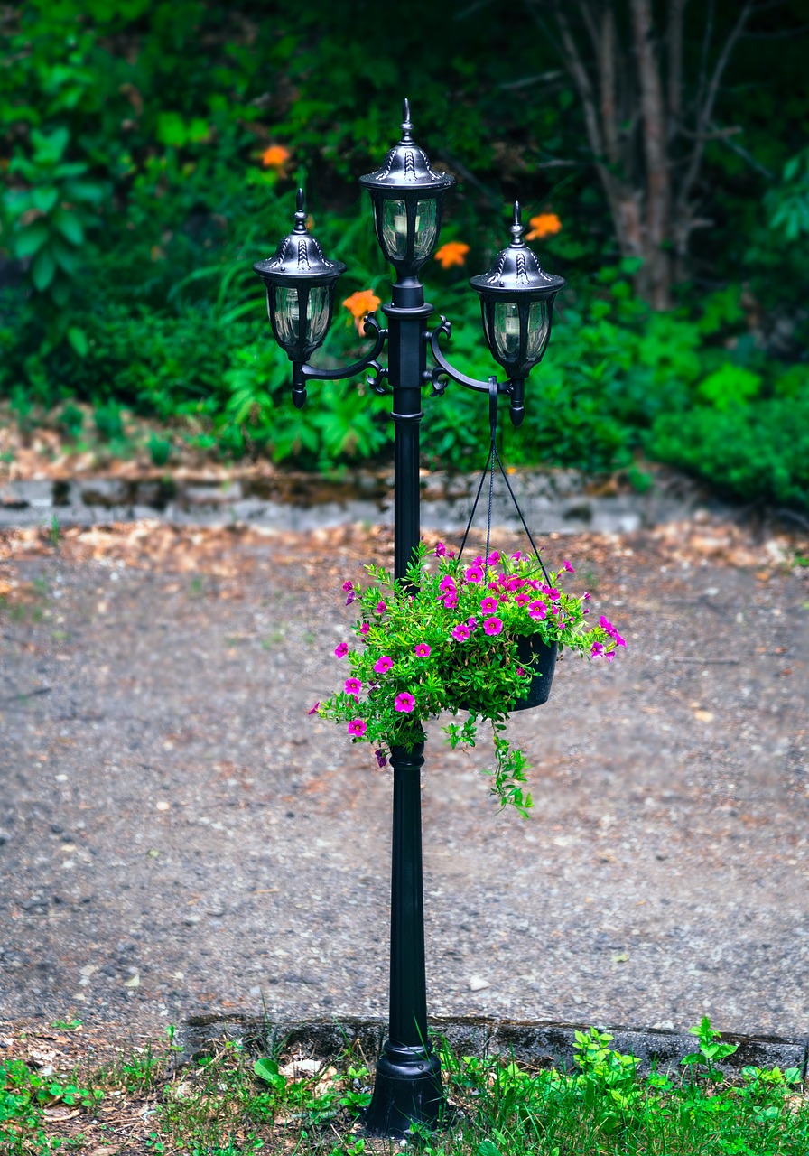 Image - floor lamp house path trees