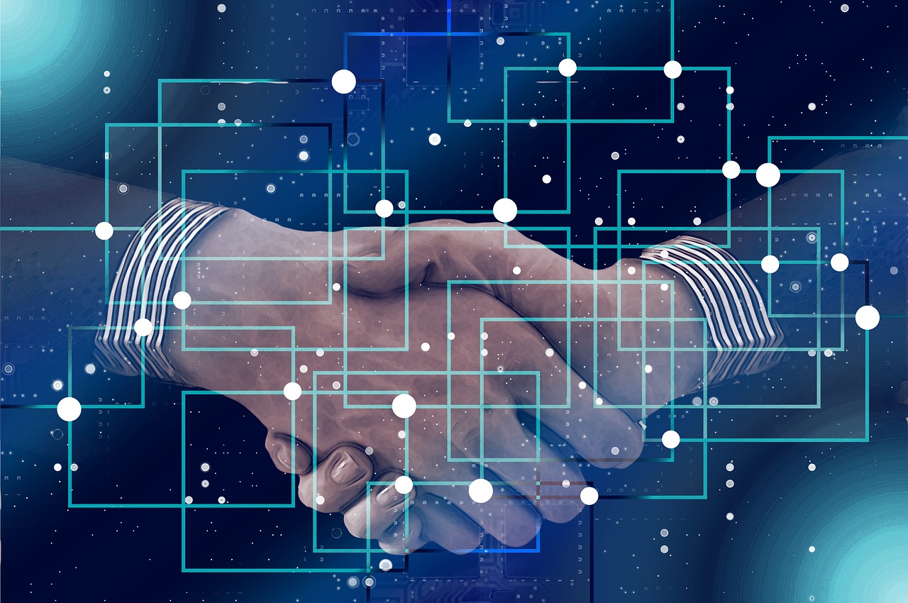 Image - block chain personal shaking hands