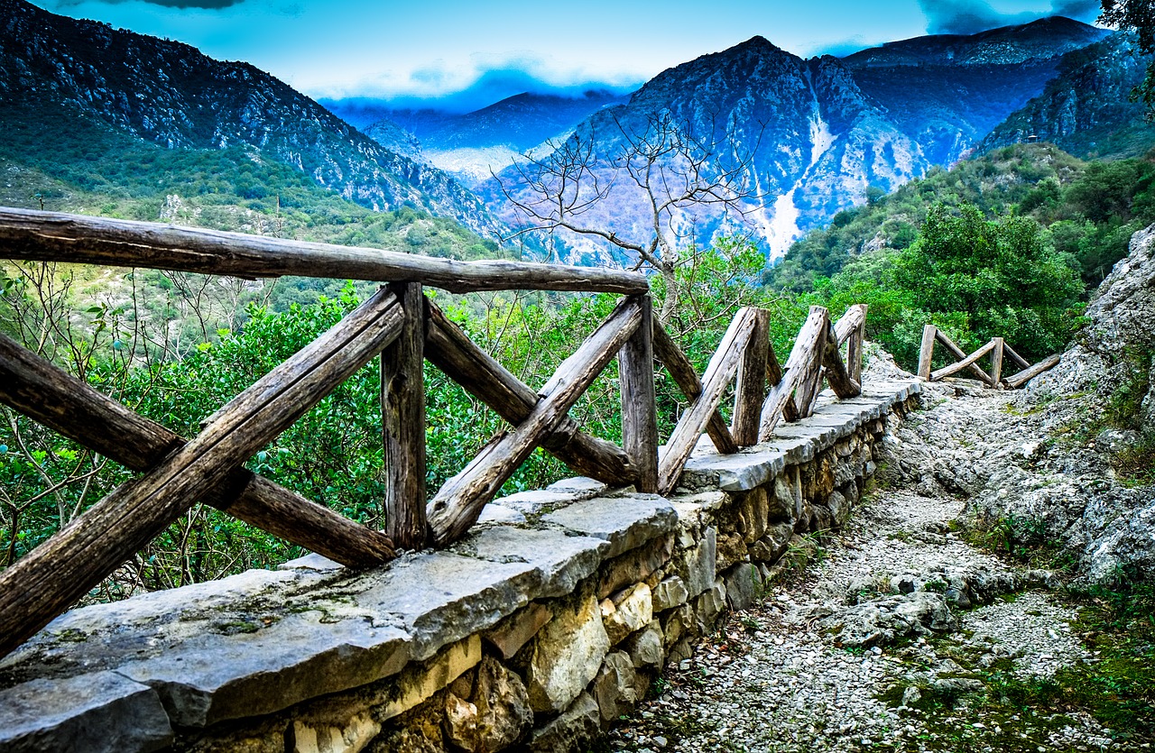 Image - path pedestrian fence mountains