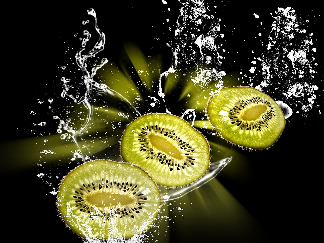 Image - kiwi water splashes water fruits