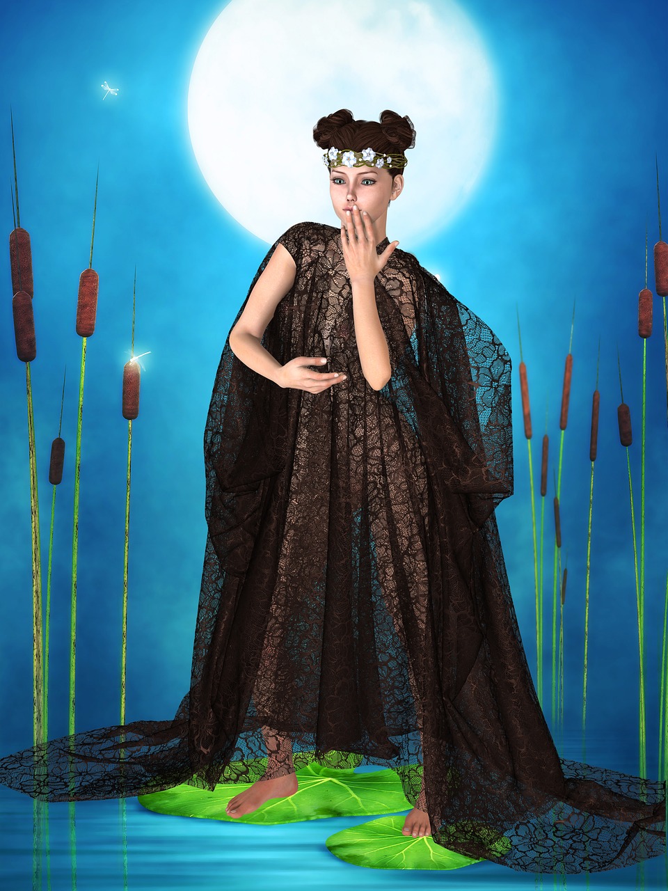 Image - woman art nouveau cape pond