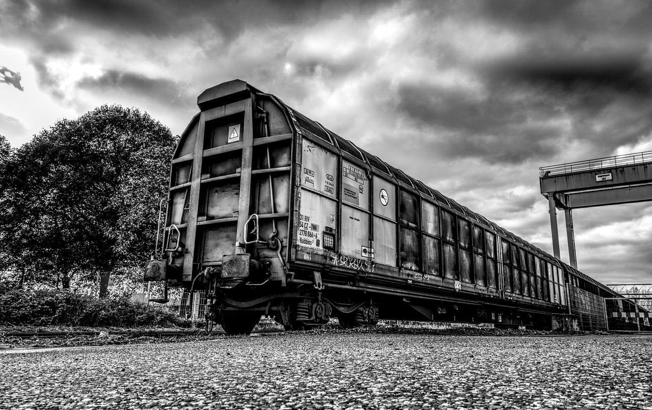 Image - train railway wagon black and white