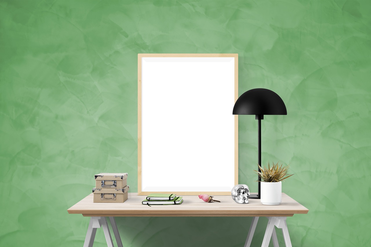 Image - poster mockup interior wall desk