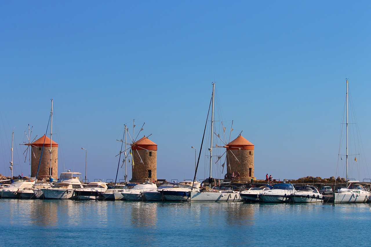 Image - windmills landmark rhodes greece