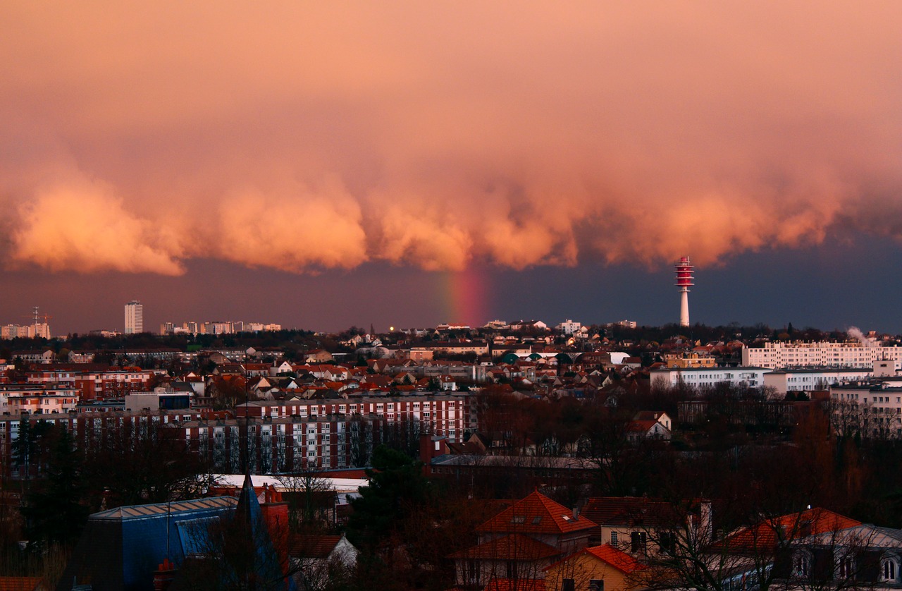 Image - rainbow sunset sky storm