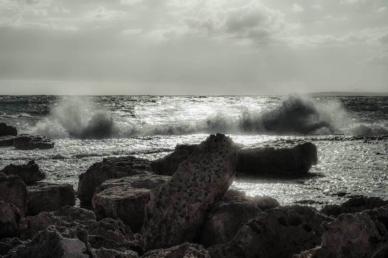 Image - wave crushing water sea rocky