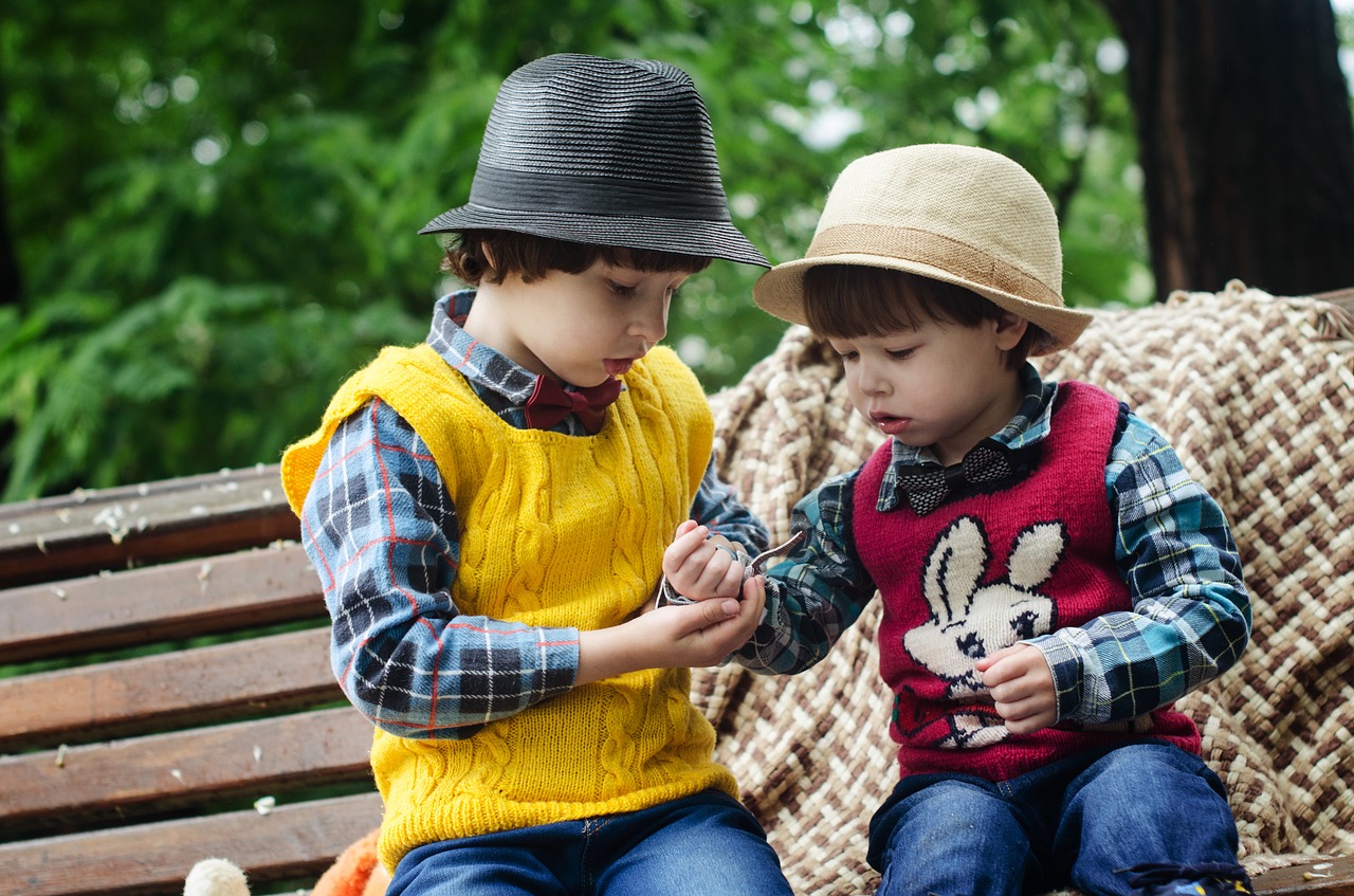 Image - kids park bench boys friends