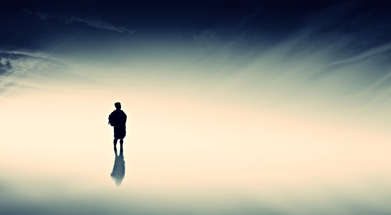 Image - man handling minimalist blue white