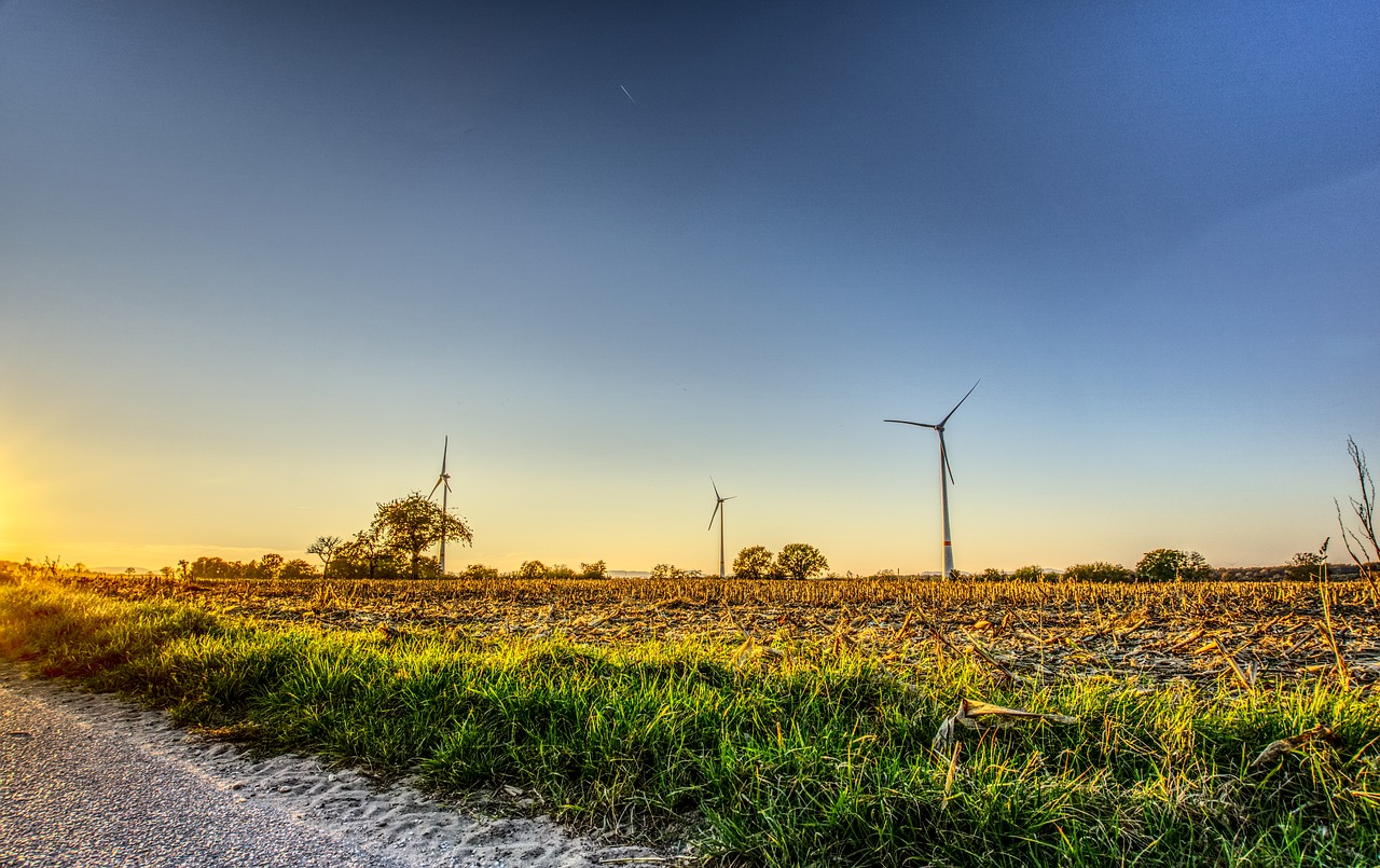 Image - windräder wind power sunset mood