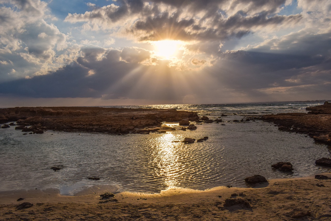 Image - sunset sea sky clouds lagoon